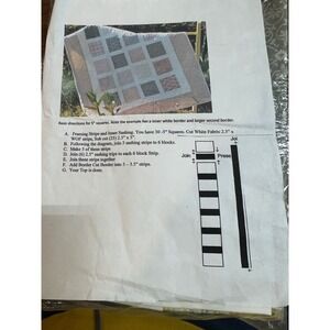 DIY Quilt Kit Yellow Grey Floral 5 Inch Squares Sashing Border Fabric Pattern